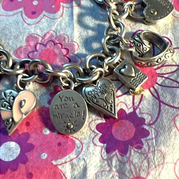Brighton 2005 Power Of Pink Breast Cancer Awareness Heart Watch Charm Bracelet - Picture 7 of 8